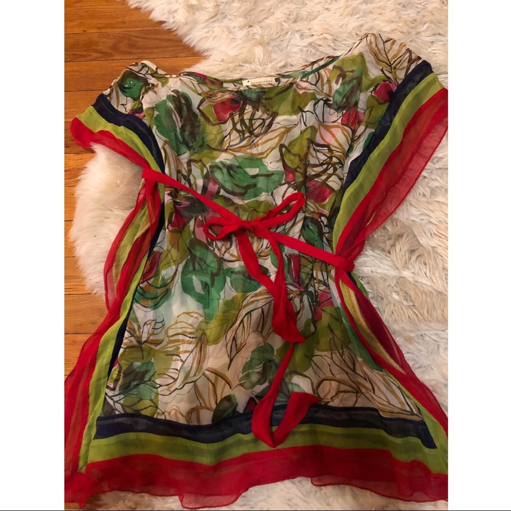 Sheer bright scarf top S forever 21 blouse tunic